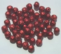 50 8mm Acrylic Metalized Matte Red Rosebuds